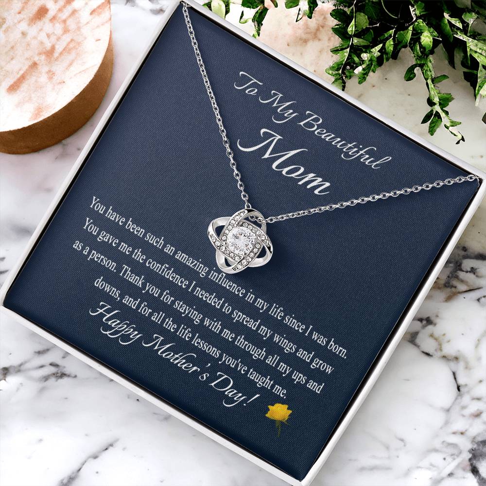 Mothers Day Gift From Daughter Mother's Day Necklace To My Beautiful Mom Necklace Mom Gift From Son Mom Ne Love Knot Necklace