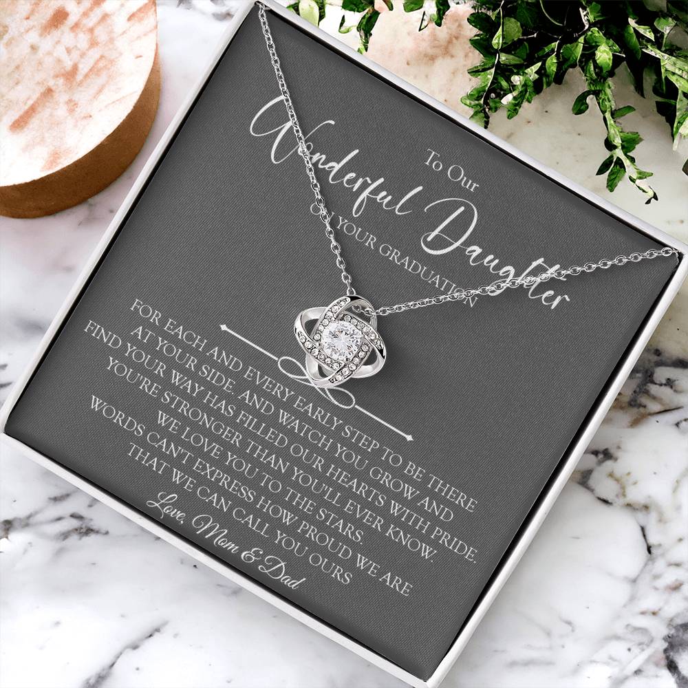 To Our Daughter Graduation Gift Necklace Graduation Gift For Daughter From Mom A Love Knot Necklace