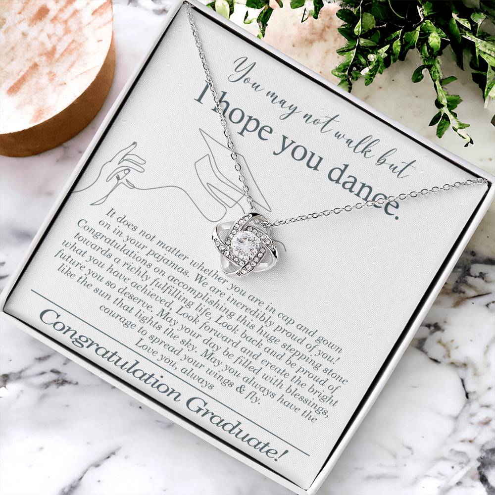 Graduation Gift For Her - I Hope You Dance Graduation Necklace Gift College Graduation Jewelry Gift Love Knot Necklace