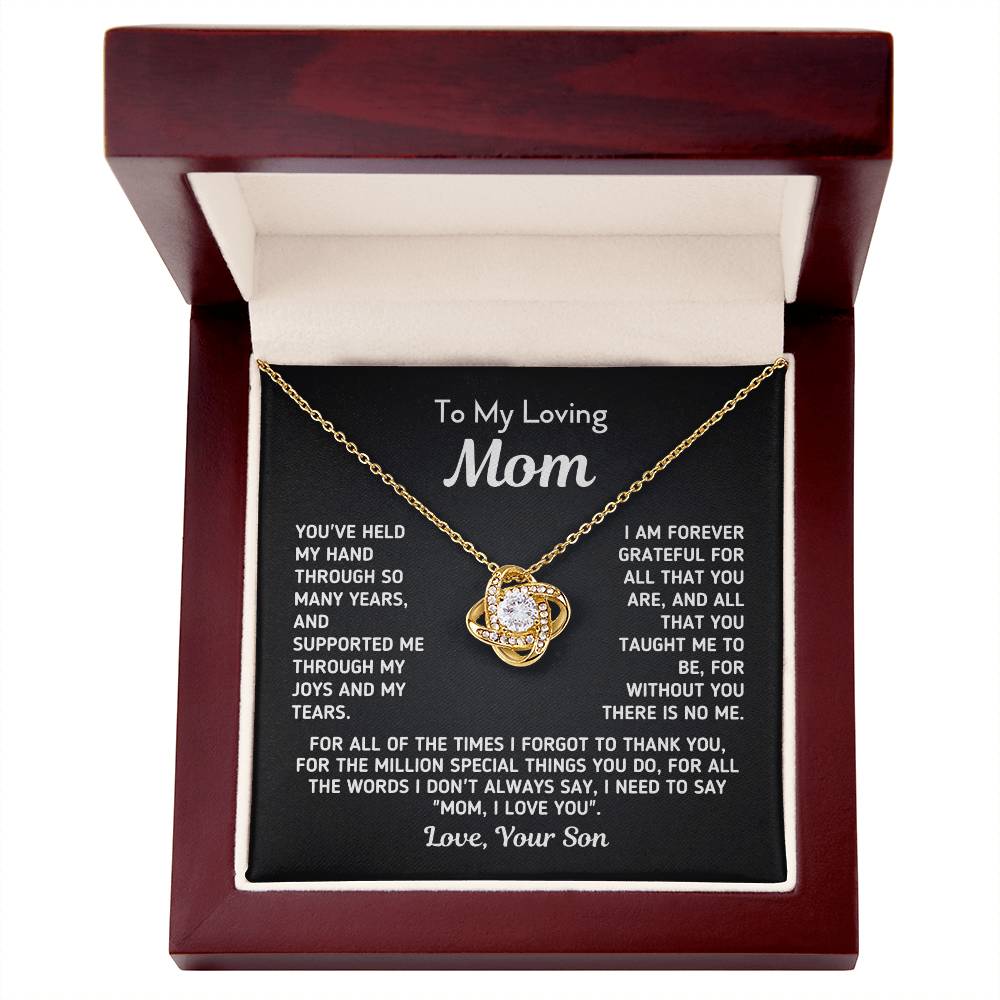 Gift For Mom From Son - Without You There Is No Me White Necklace Love Knot Necklace
