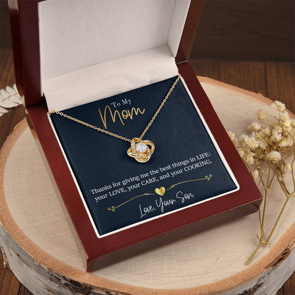 Mom - Thanks For Giving Me Love Knot Necklace