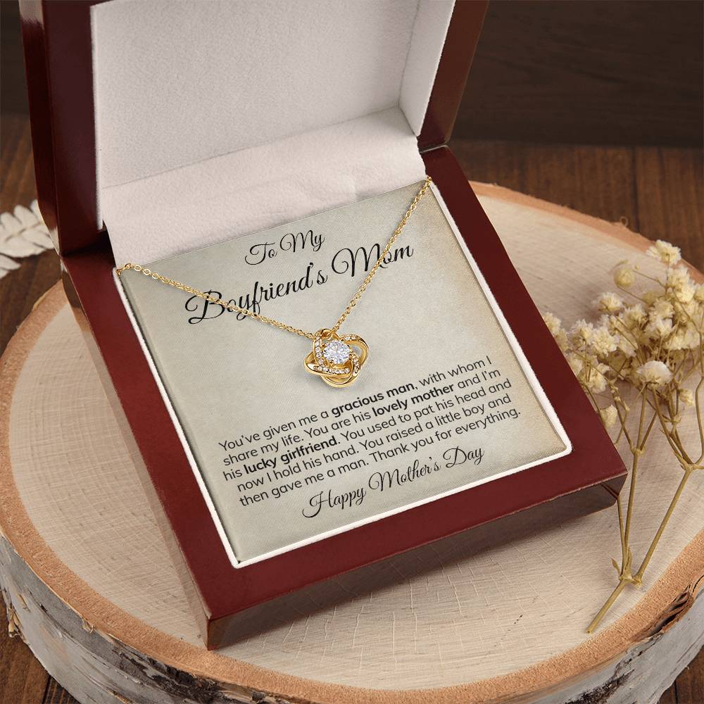 To My Boyfriend's Mom Necklace Happy Mother's Day Mother's Day Gift For Mom Of Boyfriend Love Knot Necklace