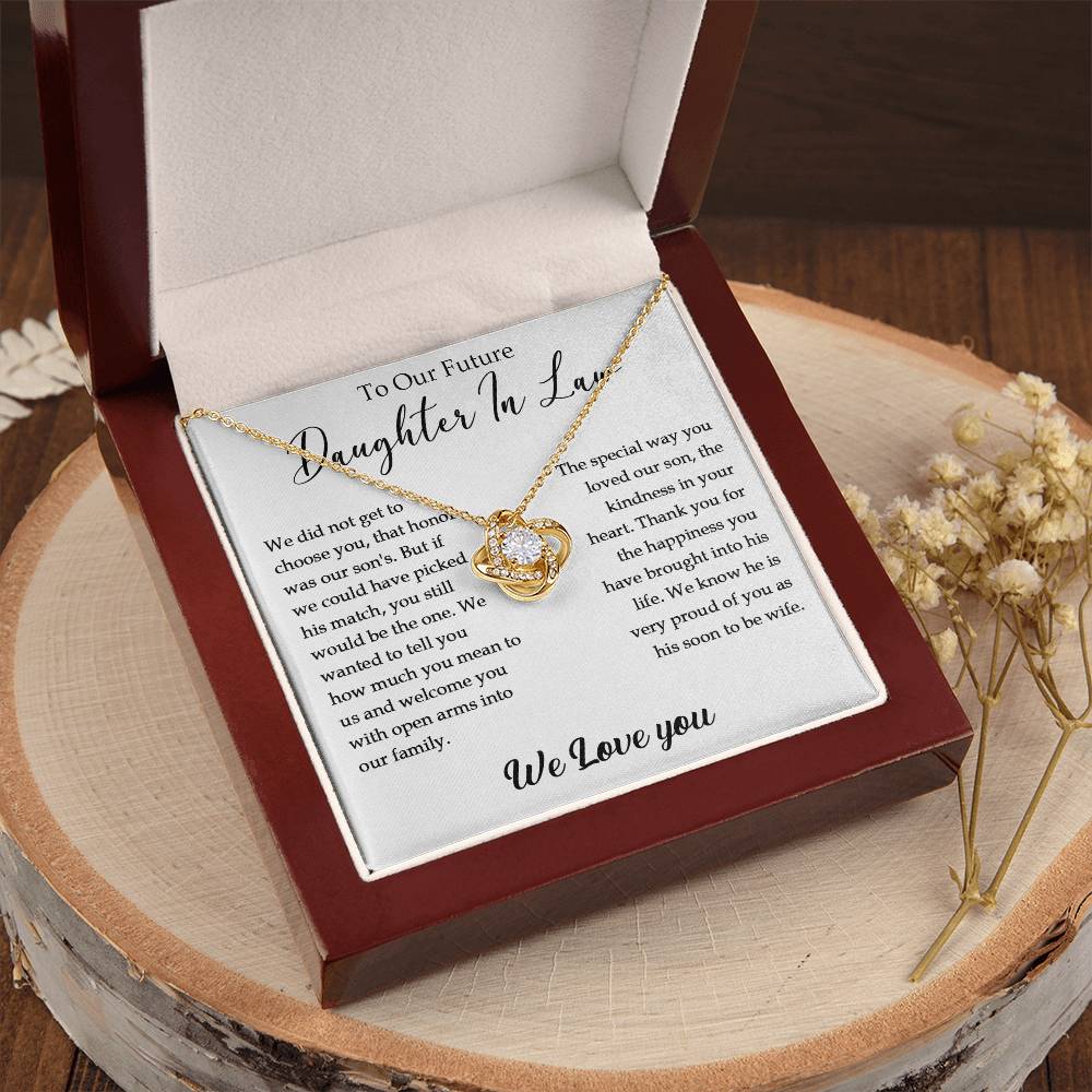 To Our Future Daughter-In-Law Gift Daughter In Law Necklace Gift For Her Wedding Customize Gift Engagemen Love Knot Necklace