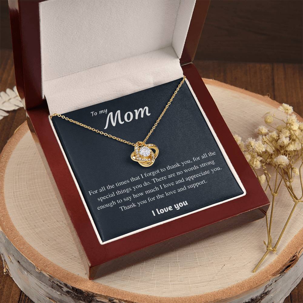 To My Mom - Thank You 1 Love Knot Necklace
