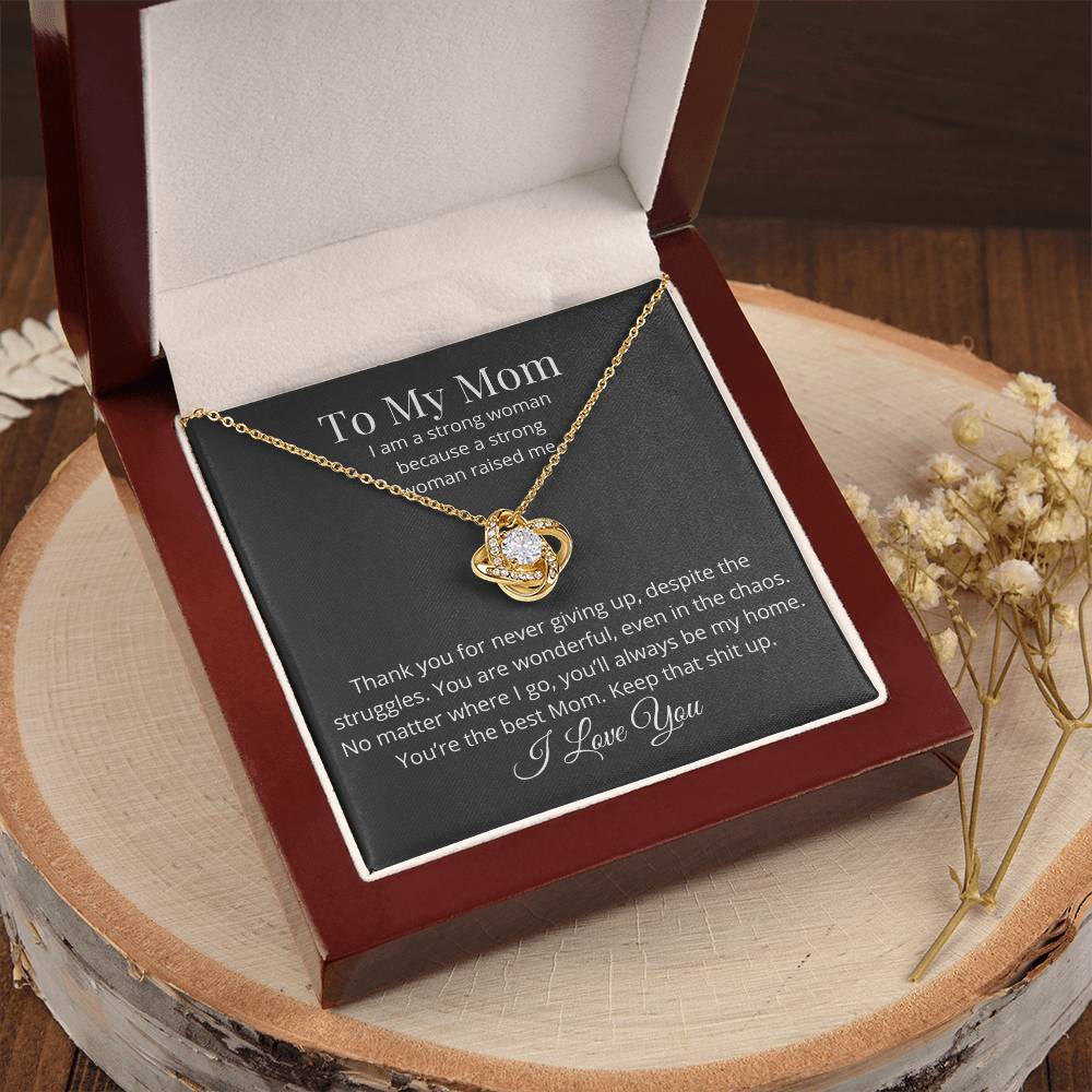 Thank You For Never Giving Up Love Knot Necklace
