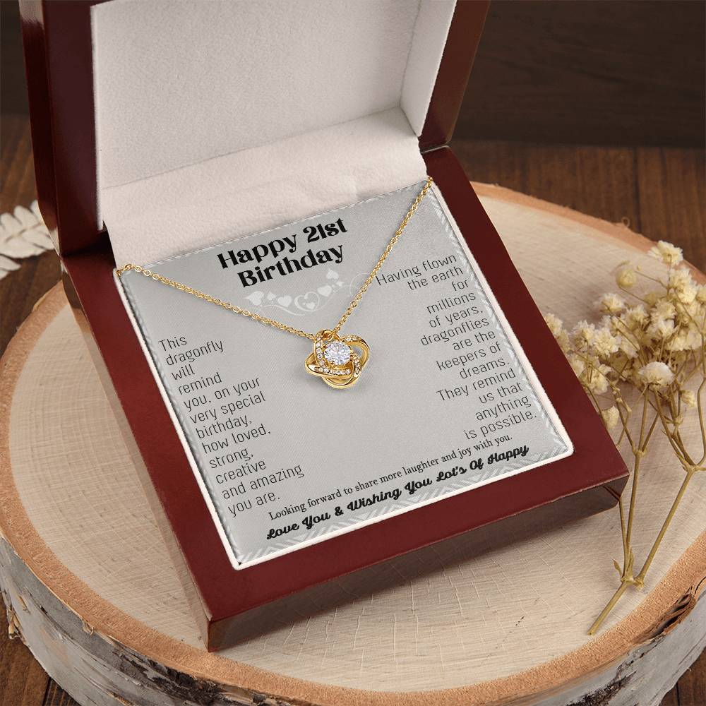 21St Birthday Dragonfly Necklace Gift Happy 21St Birthday Gifts For Her Best Friend Daughter Sister Niece Auntie Necklace Happy 21 Birthday Birthday Necklace Love Knot Necklace