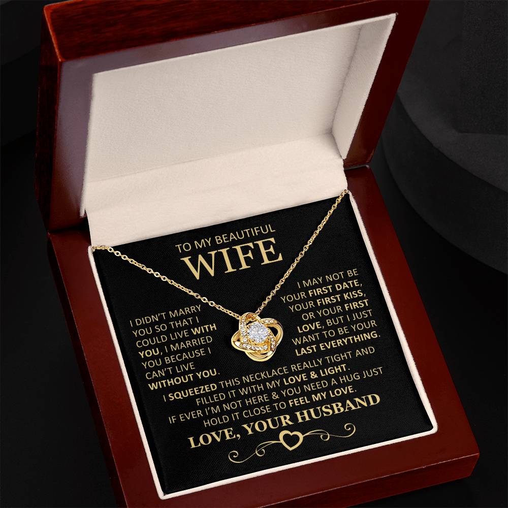 Unique Gift for Wife I Can't Live Without You Knot Necklace Love Knot Necklace