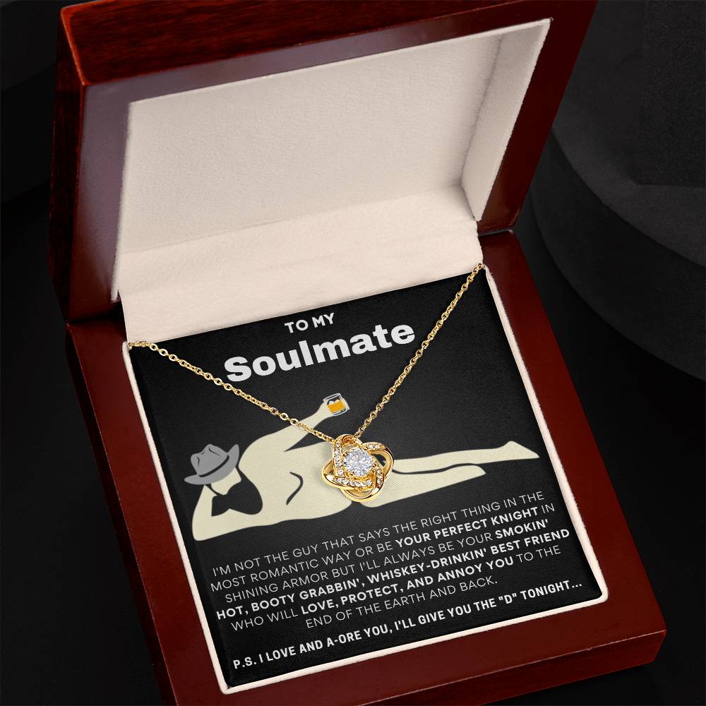 To My Soulmate  I Love & Adore You... Gold Love Knot Necklace