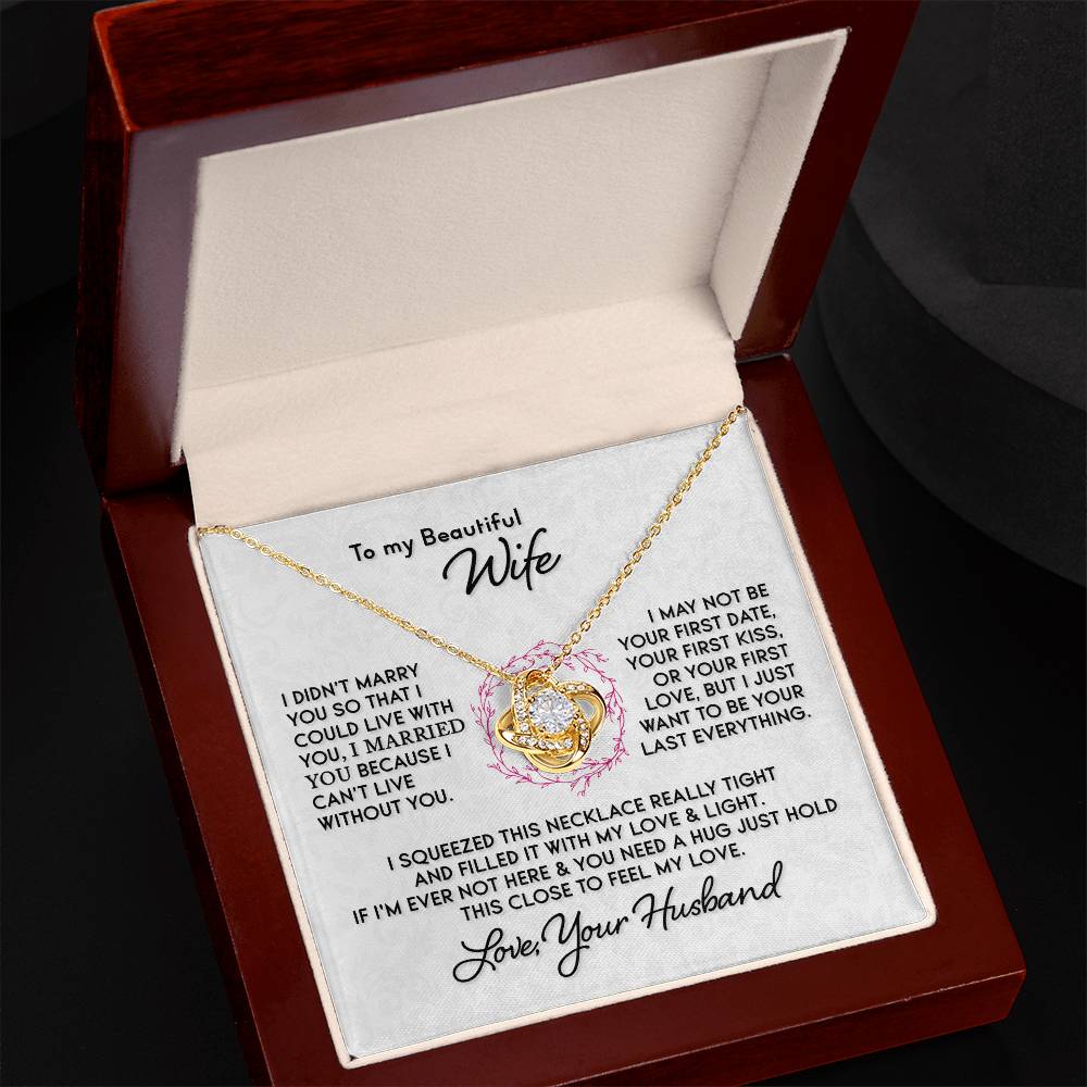 Gift For Wife I Can't Live Without You Knot Necklace Love Knot Necklace