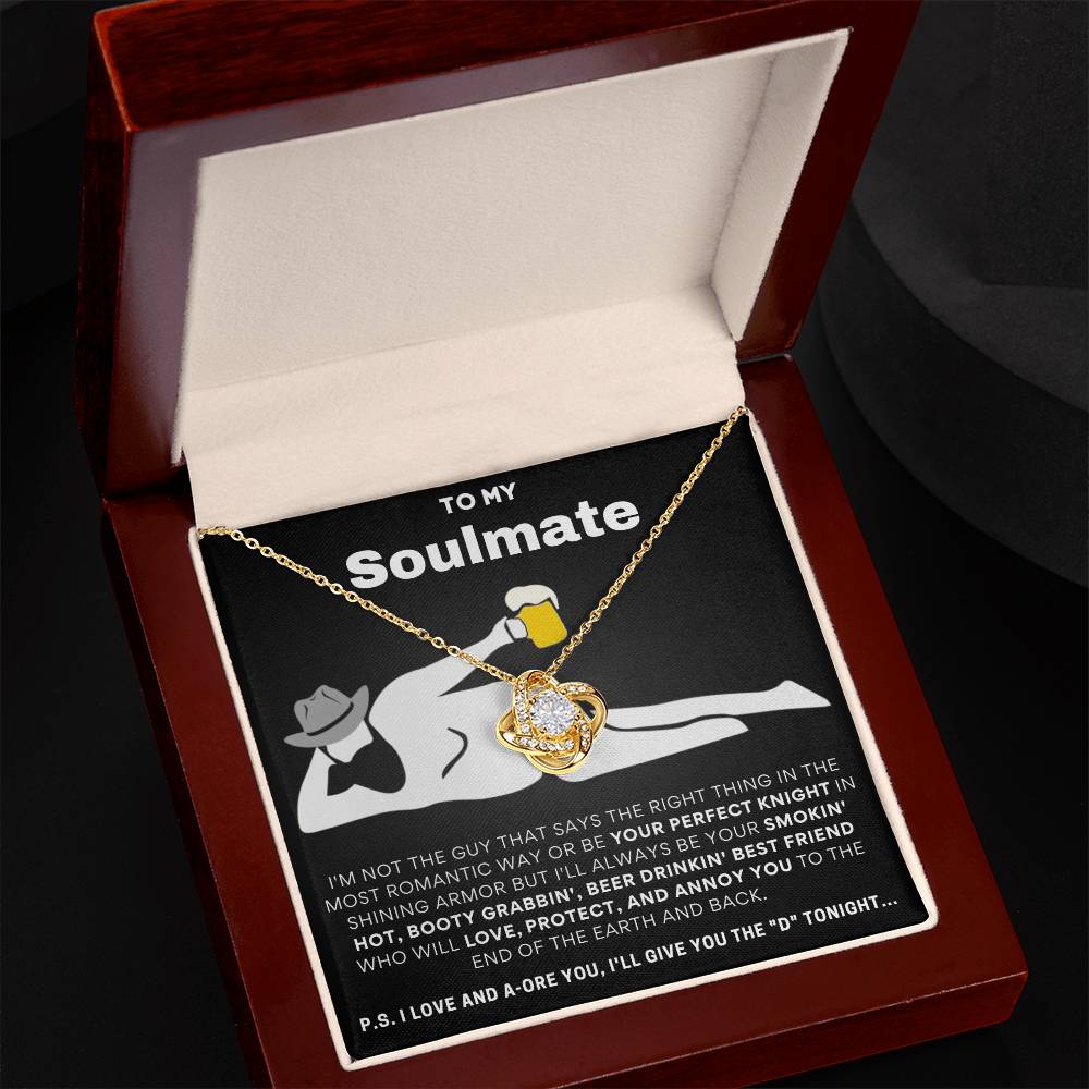 To My Soulmate  I Love & Adore You... Love Knot Necklace