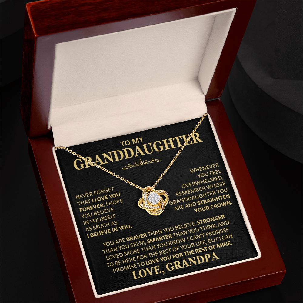 Beautiful Gift for Granddaughter From Grandpa Never Forget That I Love You Necklace Love Knot Necklace