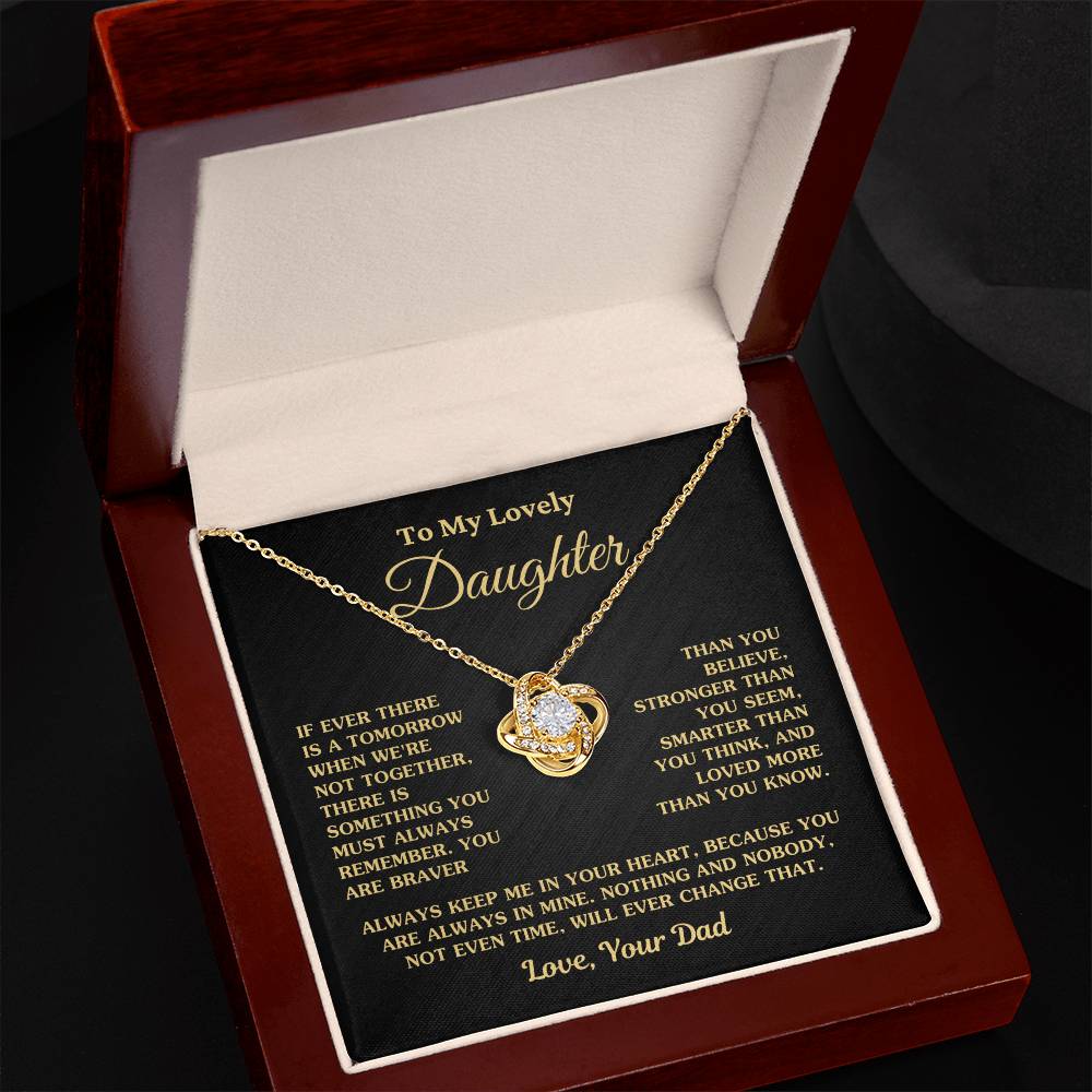 Gift For Daughter Always Keep Me In Your Heart Love Dad Necklace Love Knot Necklace