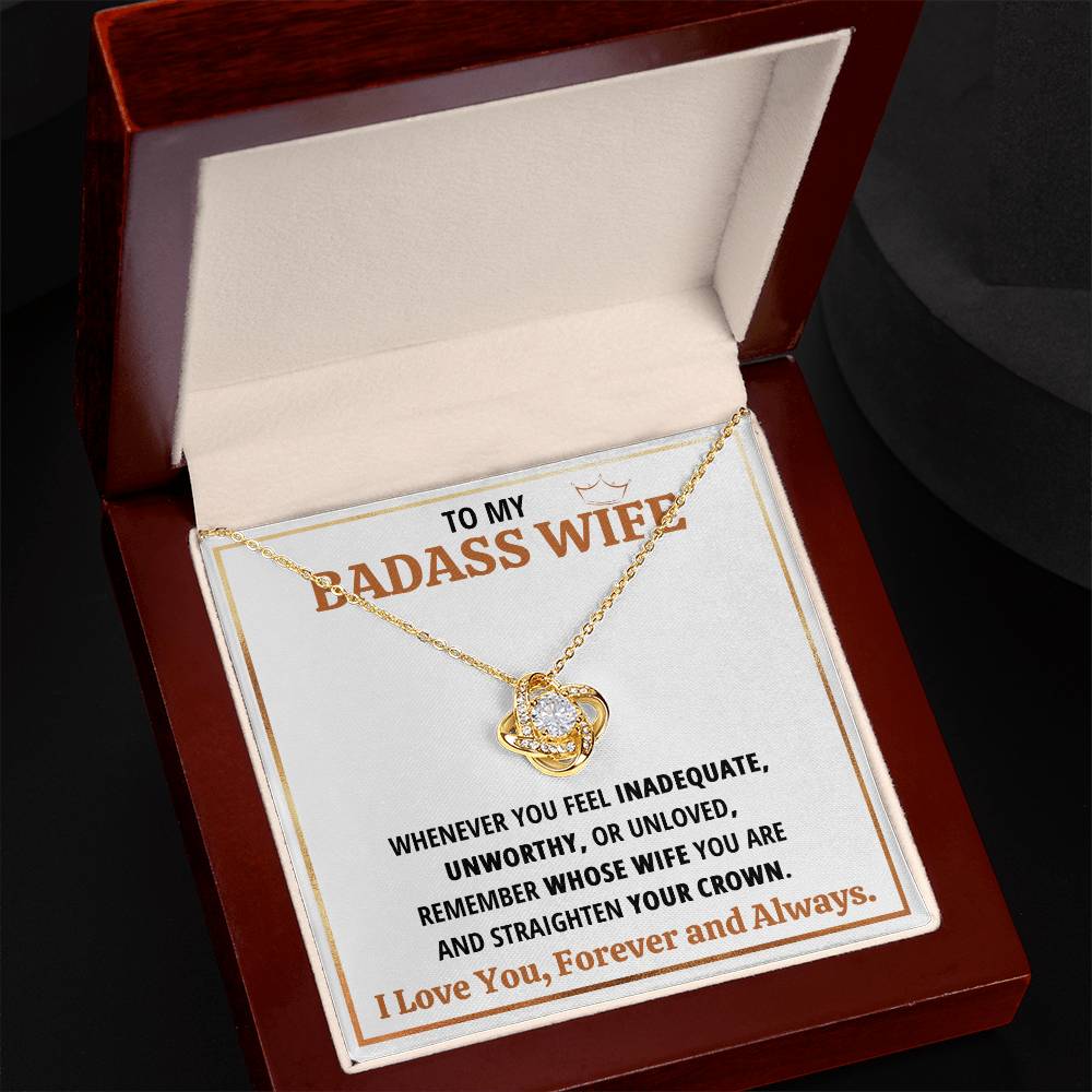 To My Badass Wife Love Knot Earring Necklace Gift Set Love Knot Necklace