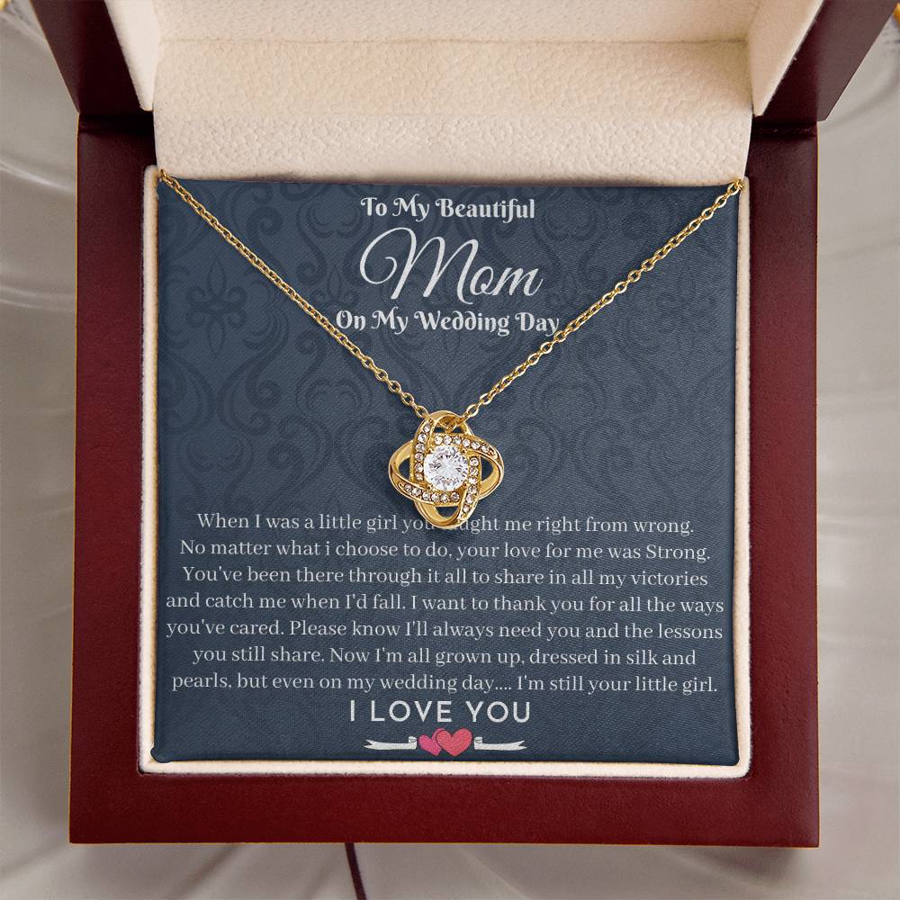 Mother Of The Bride Gift From Daughter To My Lovely Mom On My Wedding Day Necklace Gift From Bride To Mother Momm Love Knot Necklace