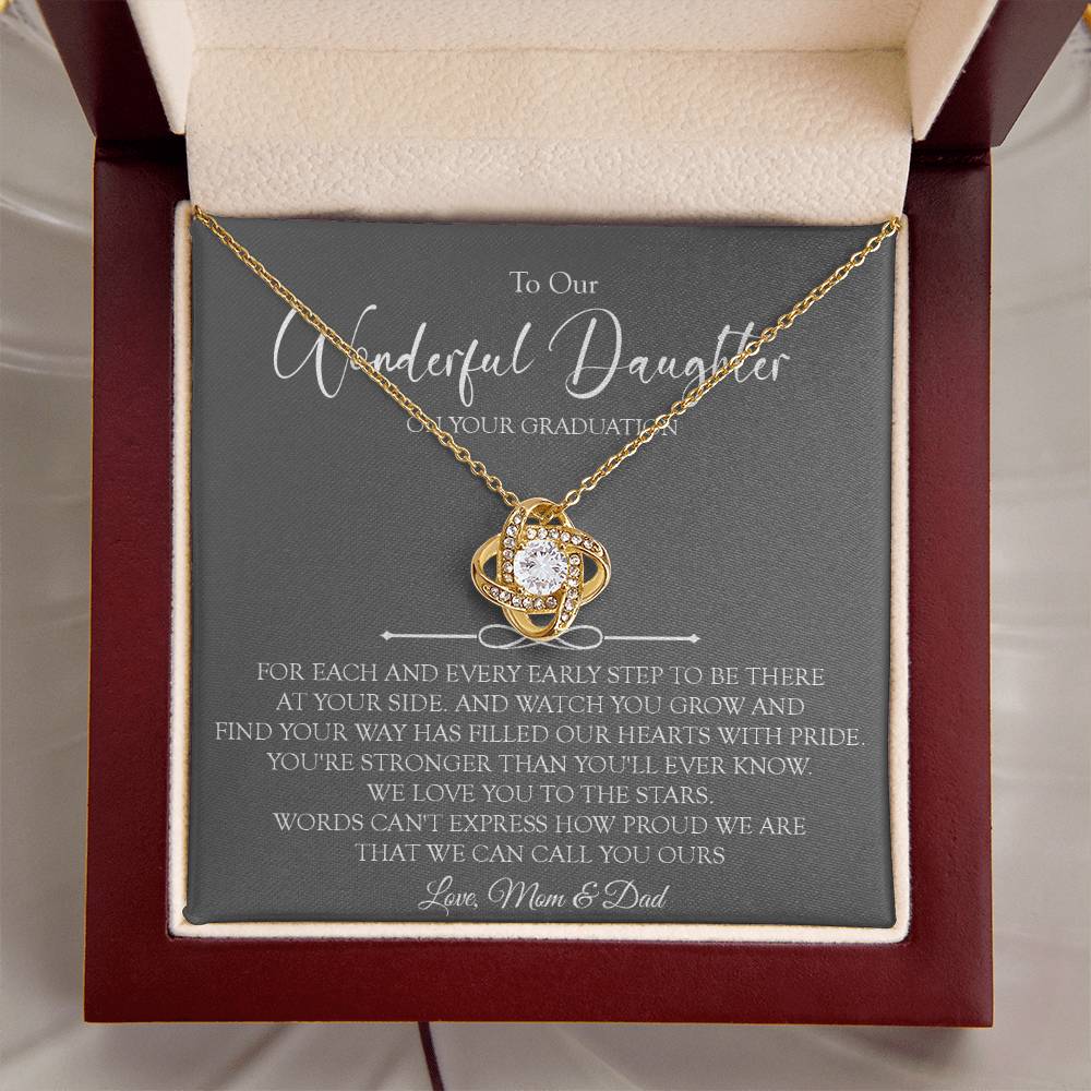 To Our Daughter Graduation Gift Necklace Graduation Gift For Daughter From Mom A Love Knot Necklace