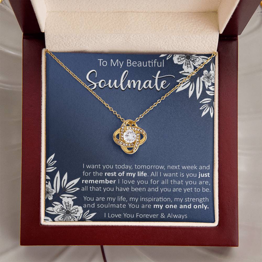 Gift For Your Soulmate - Today For All Navy Flower Love Knot Necklace Love Knot Necklace