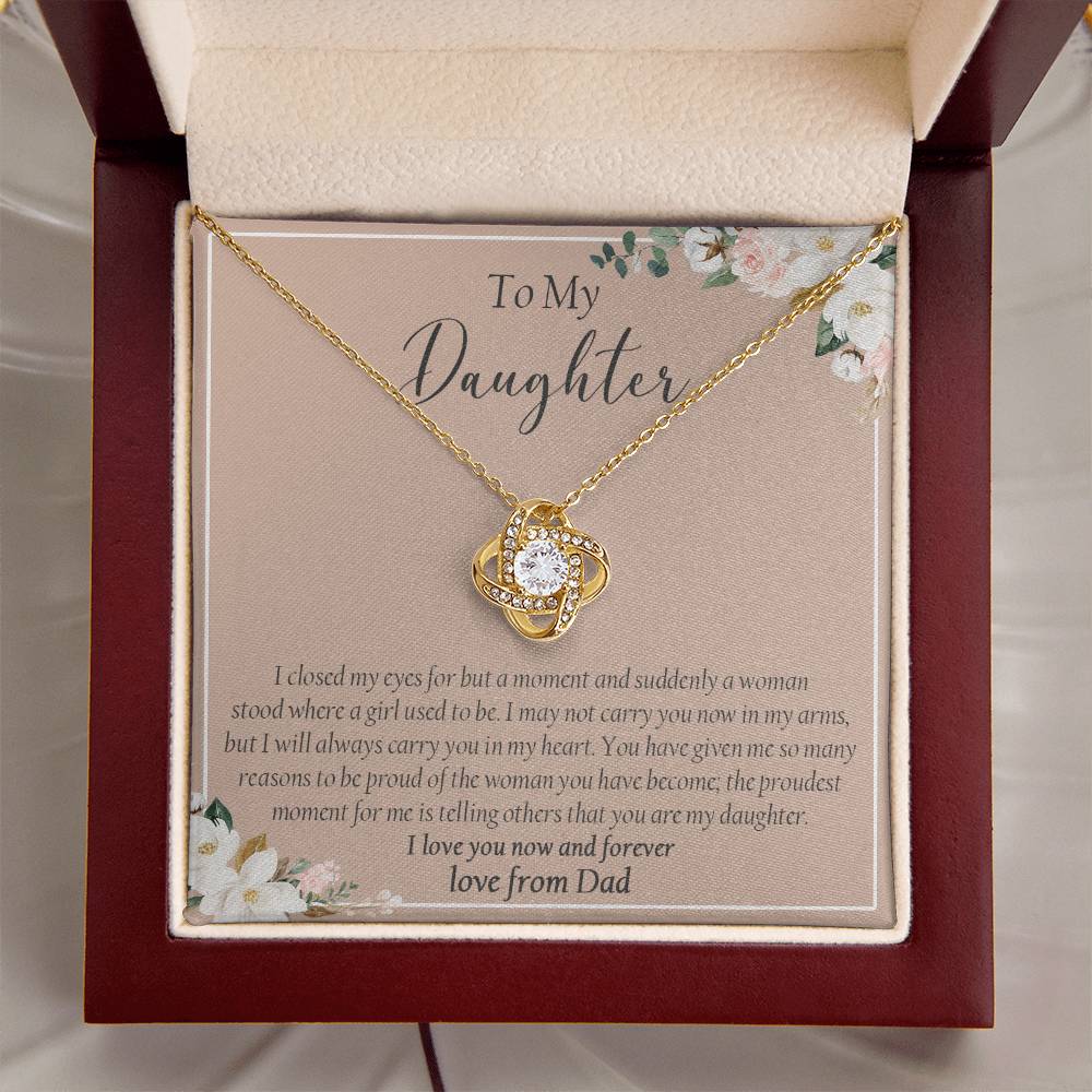 To My Daughter Necklace Gift For Daughter From Dad Daughter Birthday Graduation Gift Love Knot Necklace