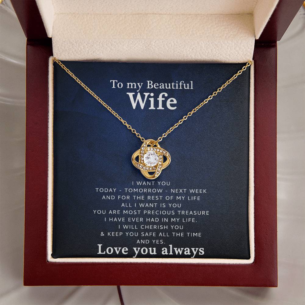 To My Wife - Love You  Love Knot Necklace