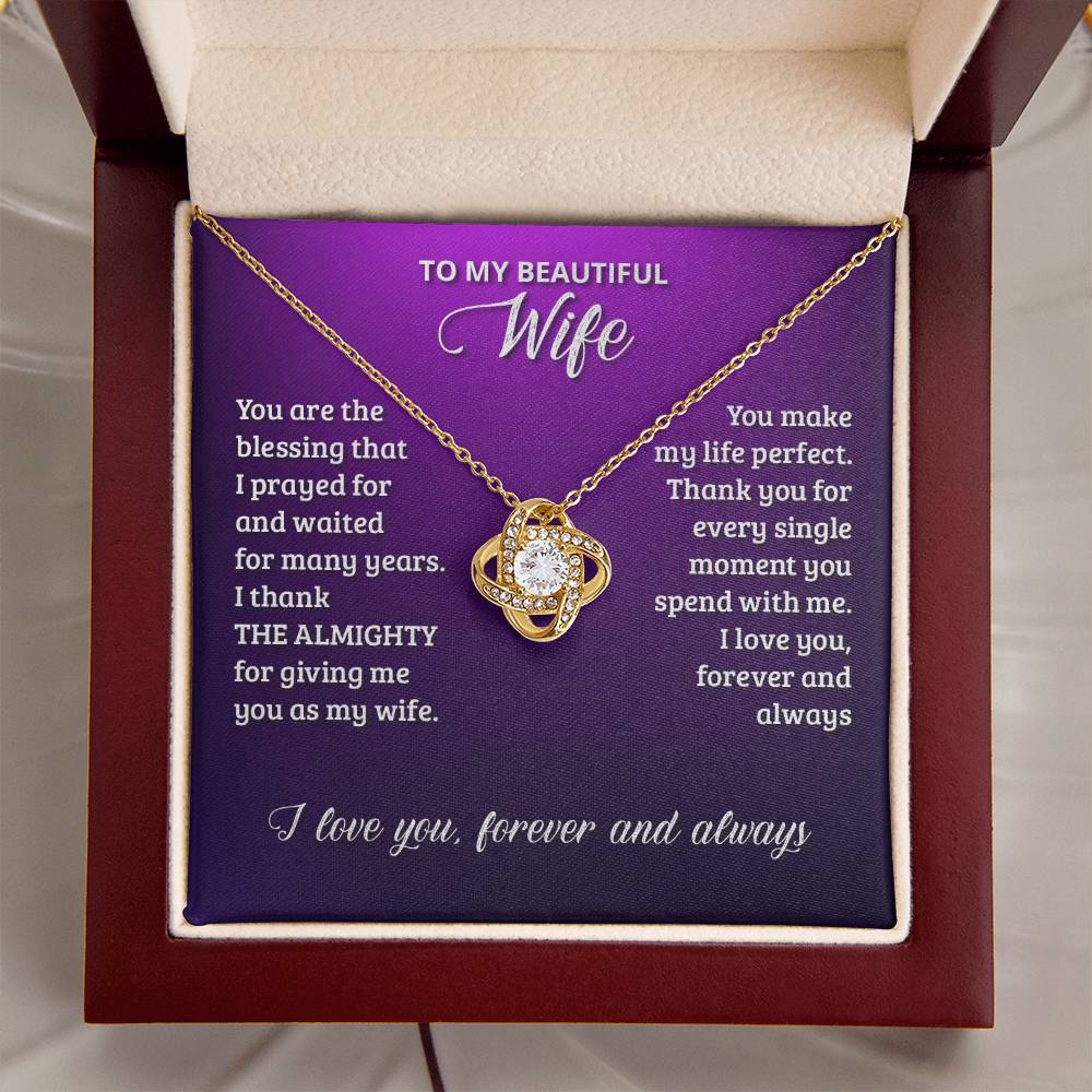 Love Knot Necklace - To My Beautiful Wife Love Knot Necklace