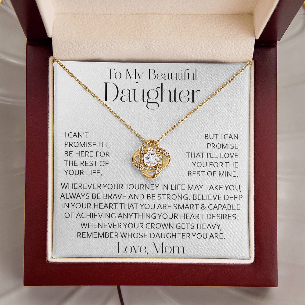 To My Beautiful Daughter Necklace Daughter Gift From Mom Daughter Birthday Graduation Christmas Gift F Love Knot Necklace