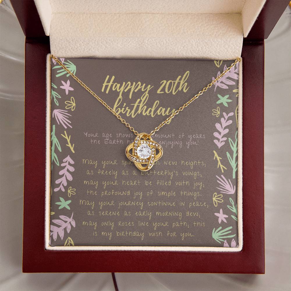Happy 20Th Birthday Necklace Gifts For 20Th Birthday 20Th Birthday Gift For Her 20 Year Old Female Best Friend 20Th Birthd Love Knot Necklace