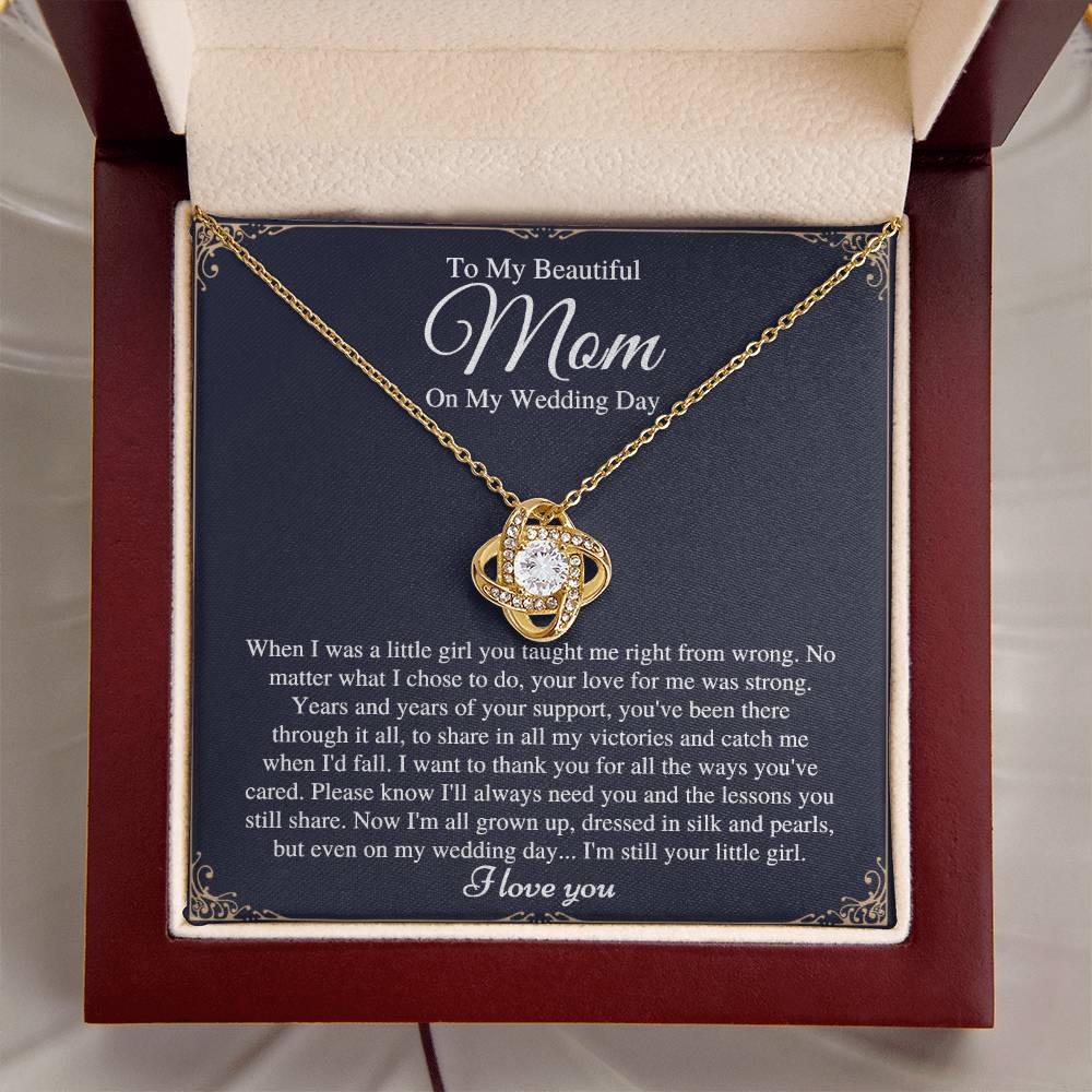 Mom On  Love Knot Necklace