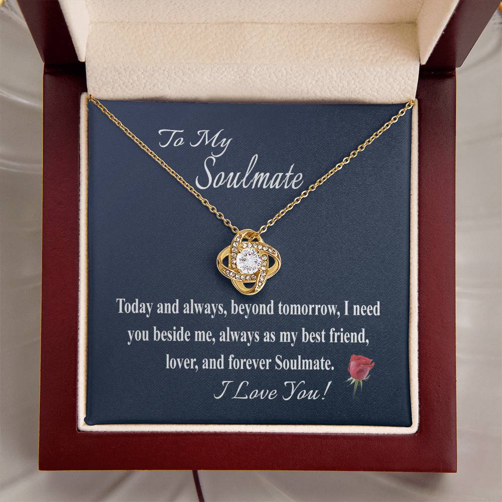 To My Soulmate Message Card Necklace  For Wife Girl Love Knot Necklace