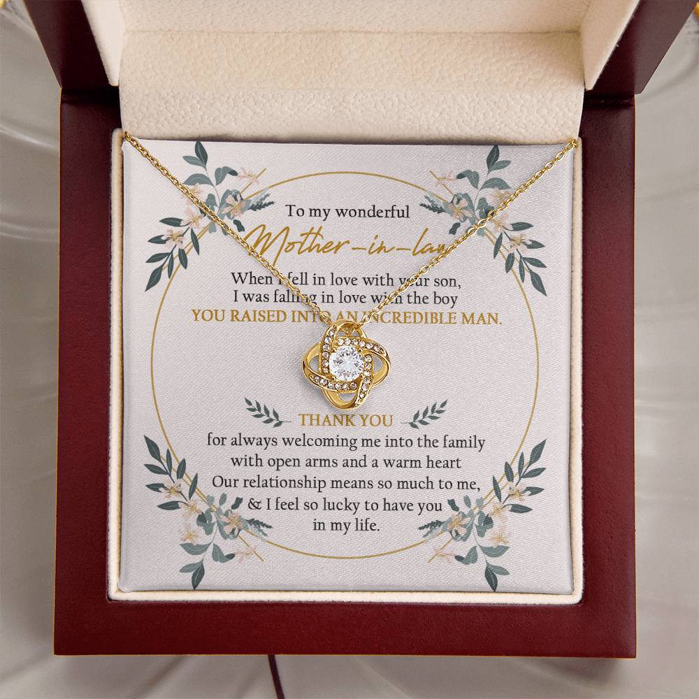 To My Mother In Law  Love Knot Necklace