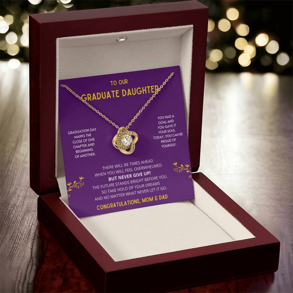 The Future Stands Bright Before You! Graduate Daughter - Necklace College Graduation Gift For Her High School Sen Love Knot Necklace
