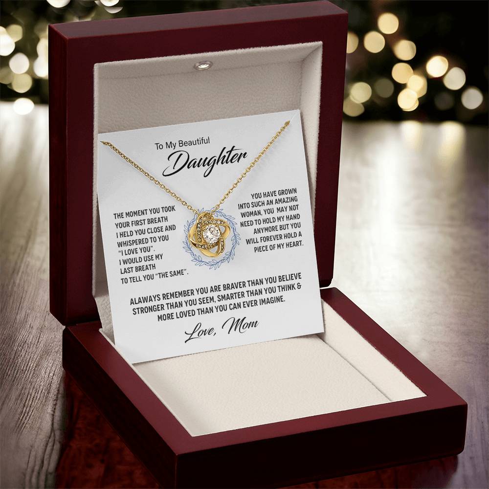 14K White Gold To My Beautiful Daughter - Love Knot Necklace Love Knot Necklace