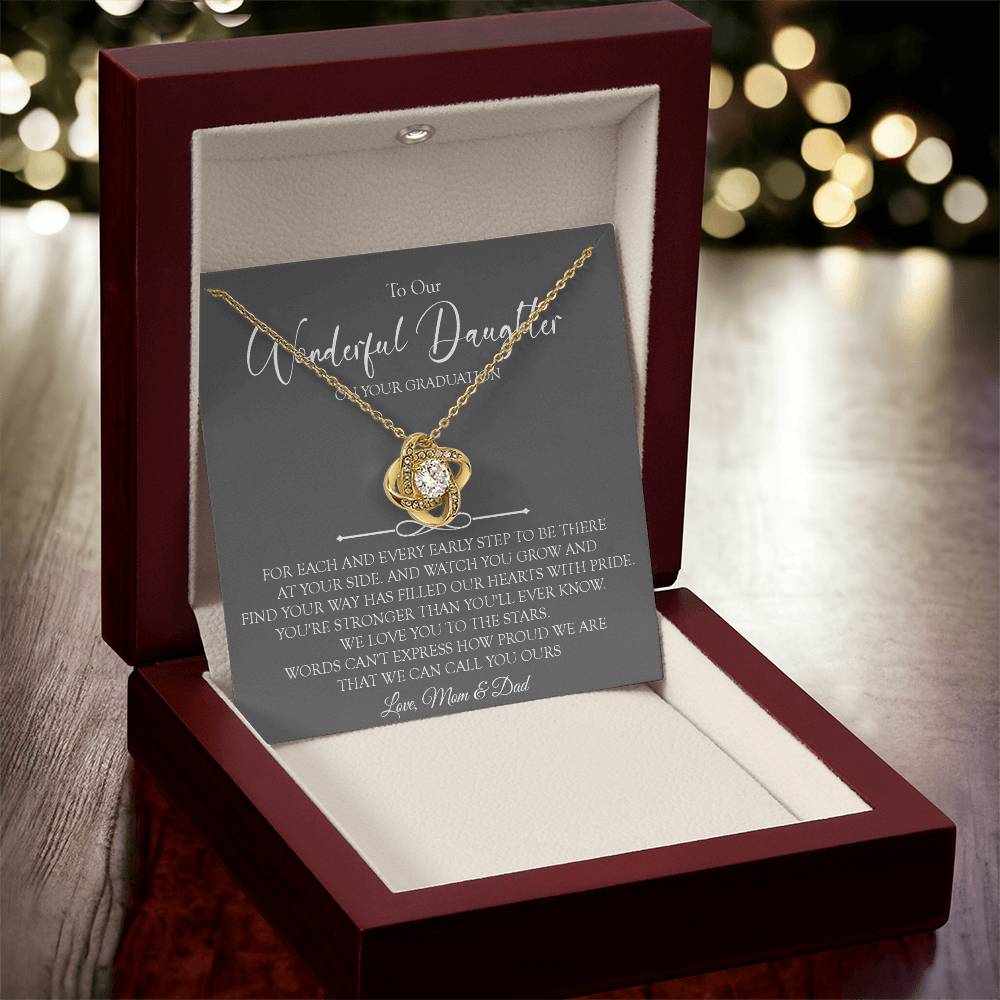 To Our Daughter Graduation Gift Necklace Graduation Gift For Daughter From Mom A Love Knot Necklace