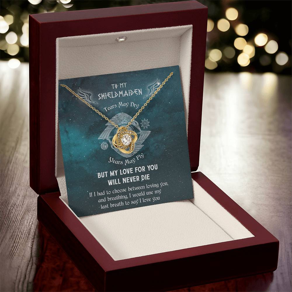 To My Shieldmaiden Knot Necklace - Norseman - Viking - Gift For Wife - Mythology Love Knot Necklace