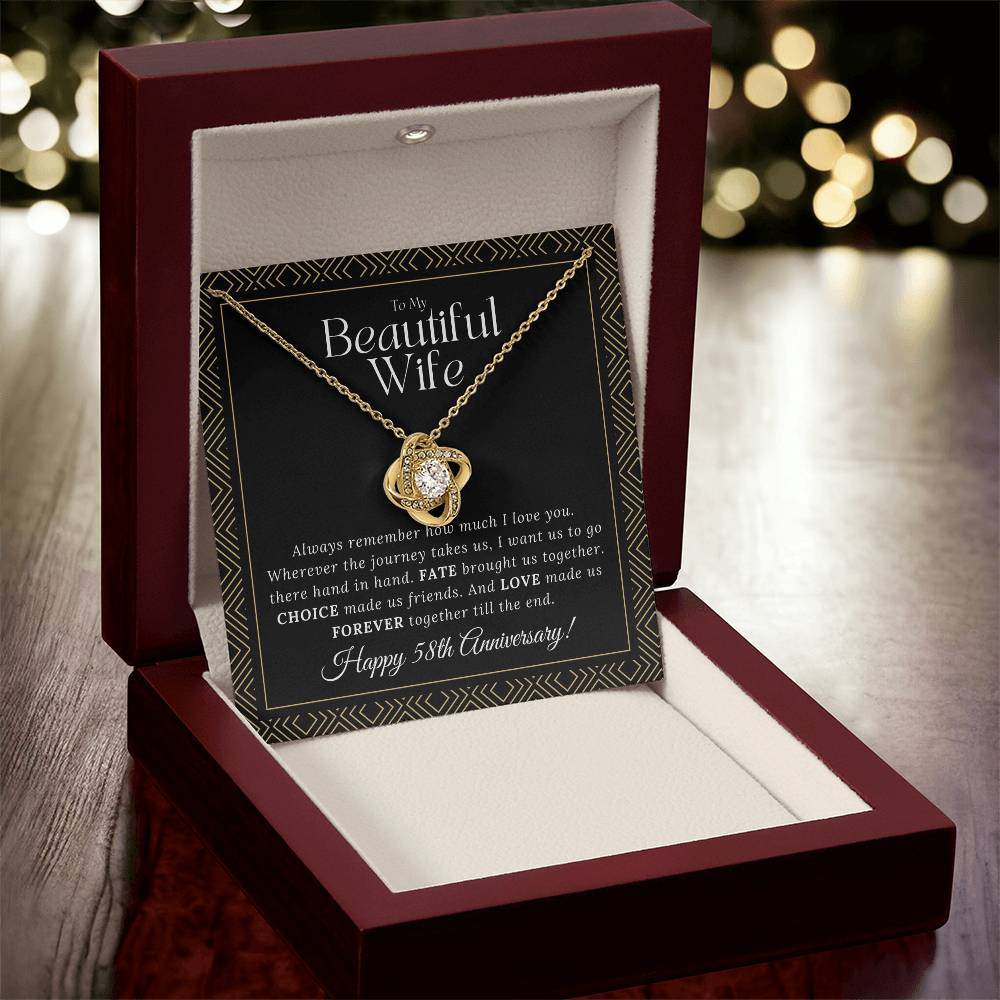 58 Year Anniversary Gift For Wife 58 Year Anniversary Gifts 58 Year Wedding Anniversary Gift Ideas 58Th Wedding Anniversary Gift F Love Knot Necklace