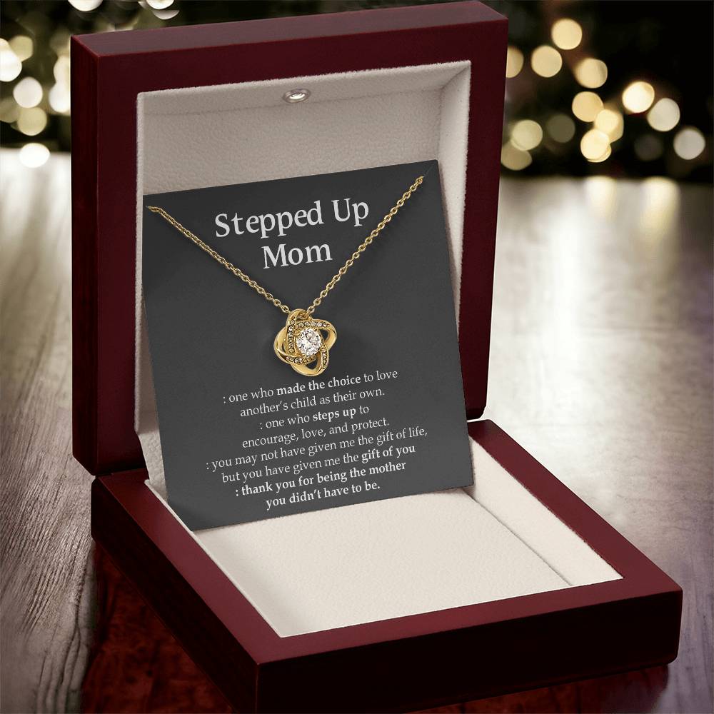 To My Beautiful Mom - Heart Melt Message Love Knot Necklace 1 Love Knot Necklace