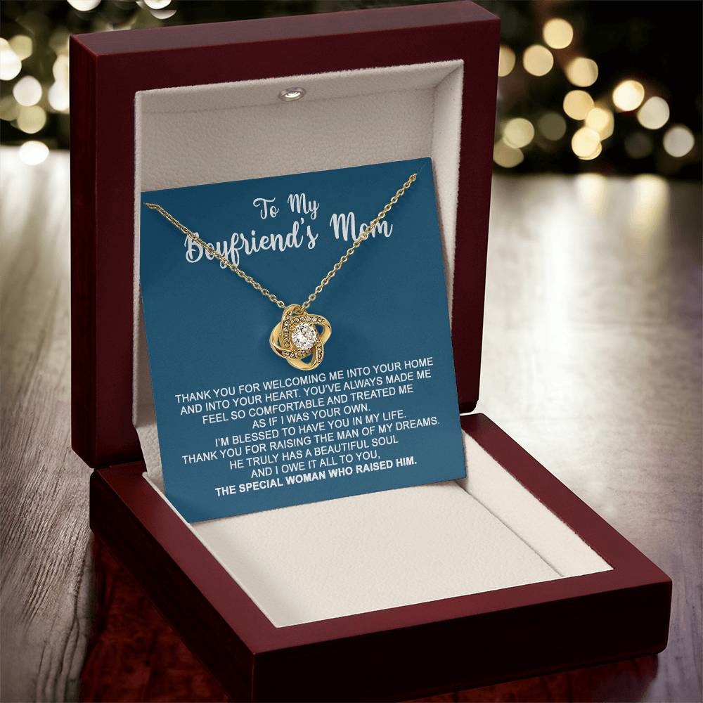 To My Boyfriend's Mom - I Owe It All To You - Necklace Christmas Gift For Boyfriends Mom Pendant Necklace Mothers Day Gift For Boyfr Love Knot Necklace