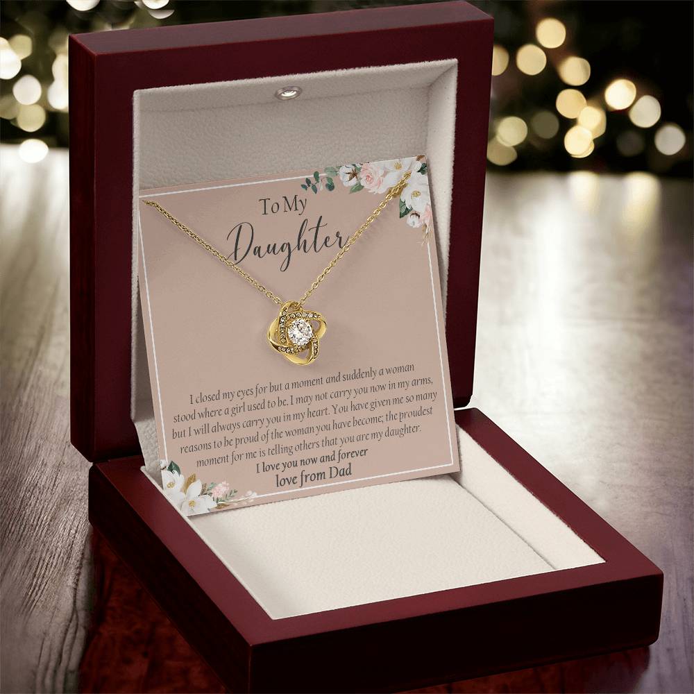 To My Daughter Necklace Gift For Daughter From Dad Daughter Birthday Graduation Gift Love Knot Necklace