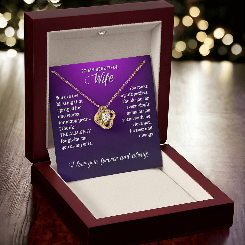 Love Knot Necklace - To My Beautiful Wife Love Knot Necklace