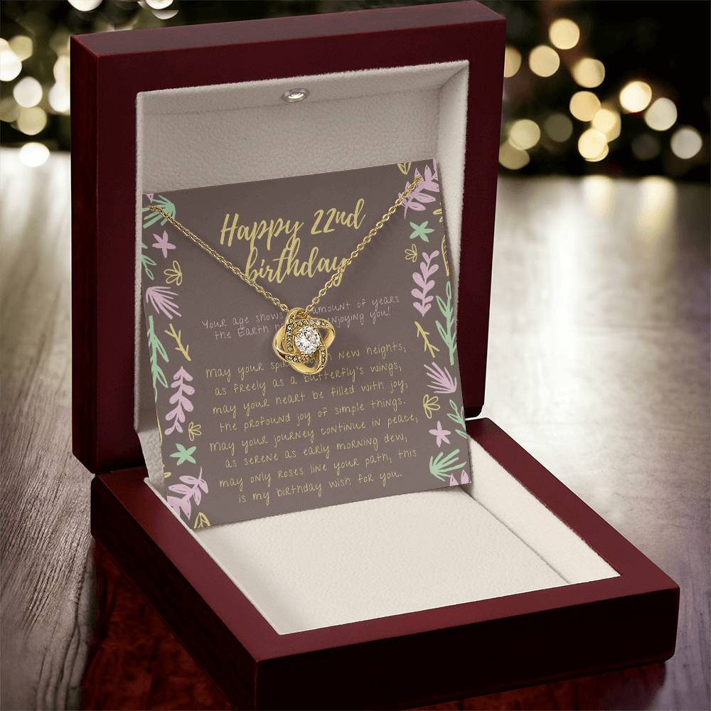 Happy 22Nd Birthday Gifts For 22Nd Birthday 22Nd Birthday Gift For Her 22 Year Old Female Best Friend 22Nd B Love Knot Necklace