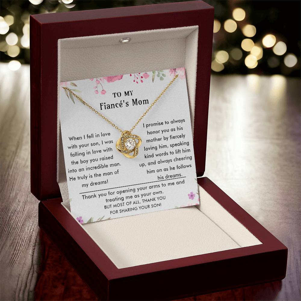 To My Fiancé's Mom - Luxury Gift For Mother's Day Love Knot Necklace