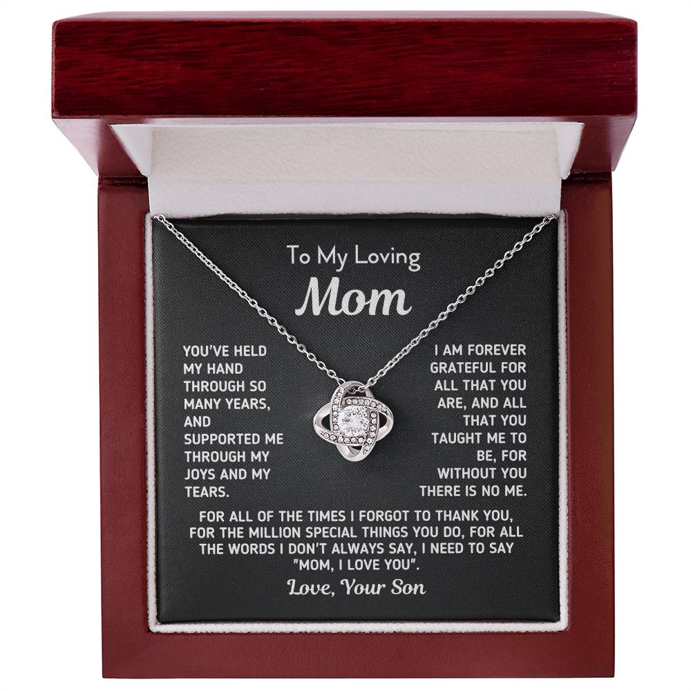 Gift For Mom From Son - Without You There Is No Me Gold Knot Necklace Love Knot Necklace