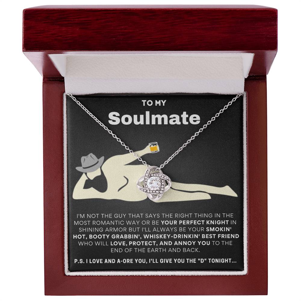 To My Soulmate  I Love & Adore You... Gold Love Knot Necklace