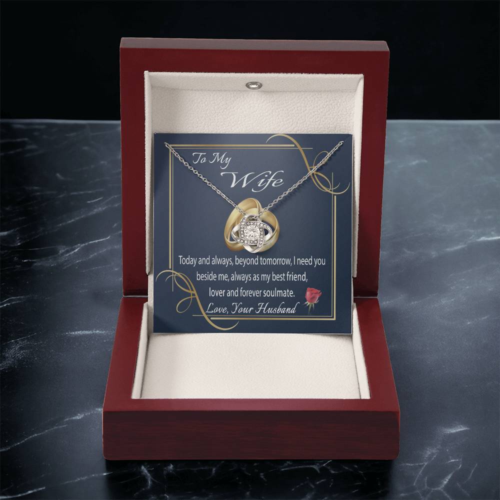 To My Wife Necklace With Message Card I Love You Necklace For Wife Anniversary Gift For Her Wife Birthday Gift Necklace Love Knot Necklace