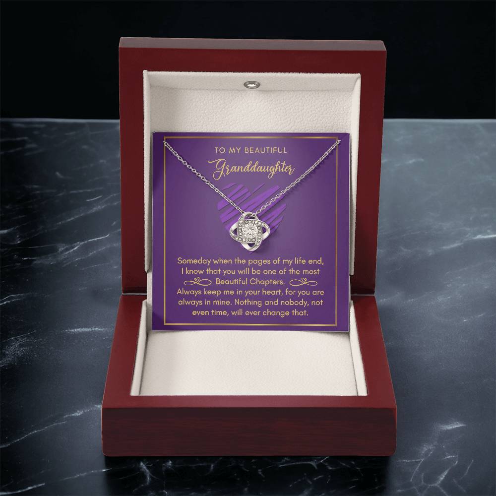 To My Beautiful Granddaughter Love Knot Necklace Love Knot Necklace
