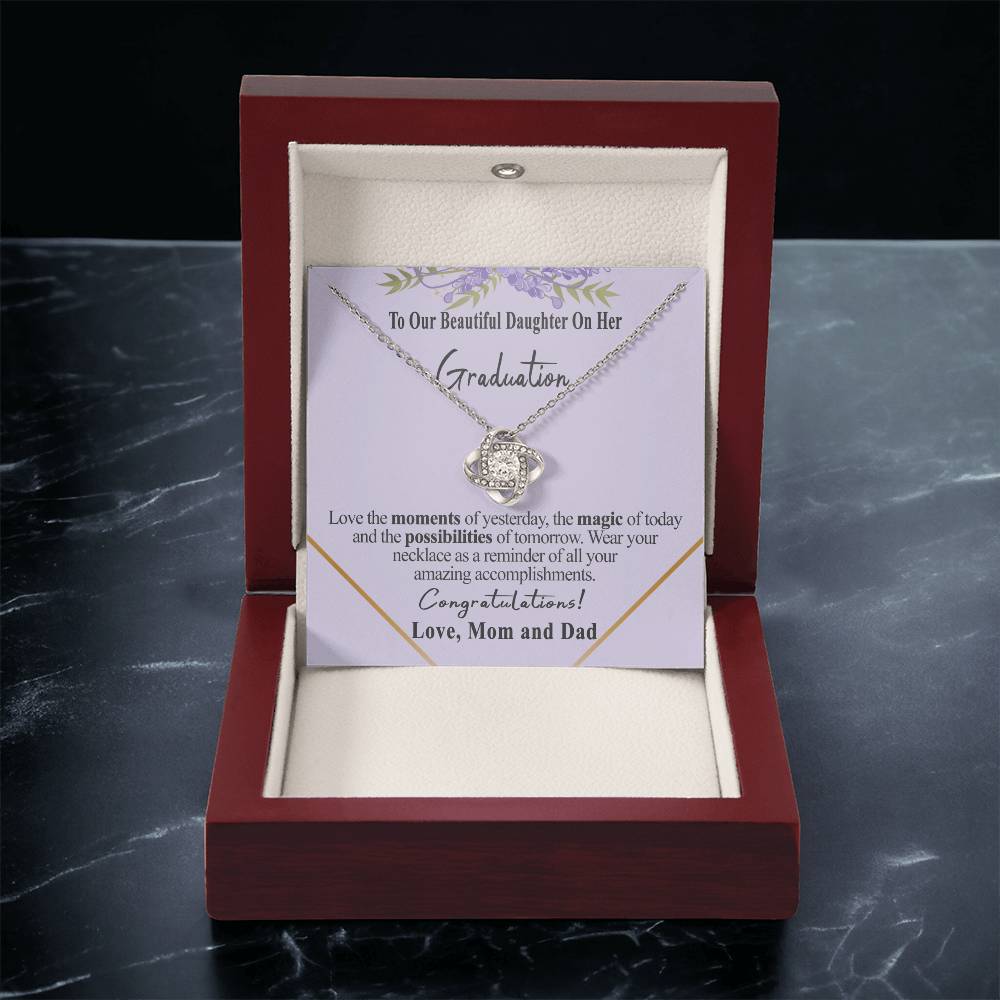 Class Of 2022 Graduation Gift Necklace To Our Beautiful Daughter On Her Graduation To Daughter Gift From Mom And Dad High School Graduation College Grad Love Knot Necklace
