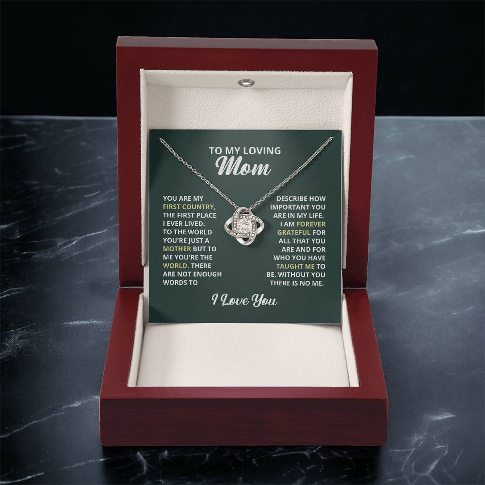 To My Loving Mom Necklace. Gift For Mom Mom Birthday Gift Mother's Day Gift Love Knot Necklace