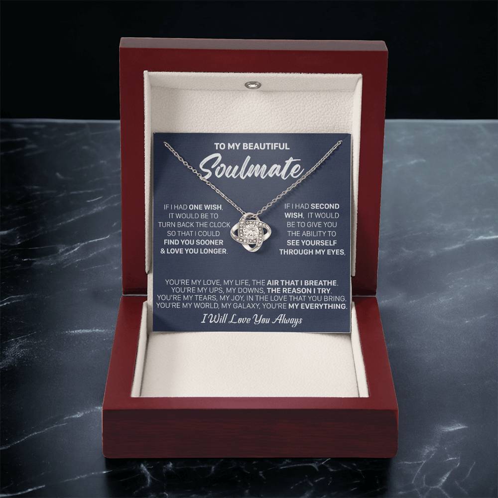 Gift For Your Soulmate - Lux 2 Wish I Breath Love Knot Necklace Love Knot Necklace