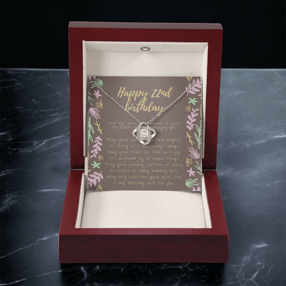 Happy 22Nd Birthday Gifts For 22Nd Birthday 22Nd Birthday Gift For Her 22 Year Old Female Best Friend Love Knot Necklace