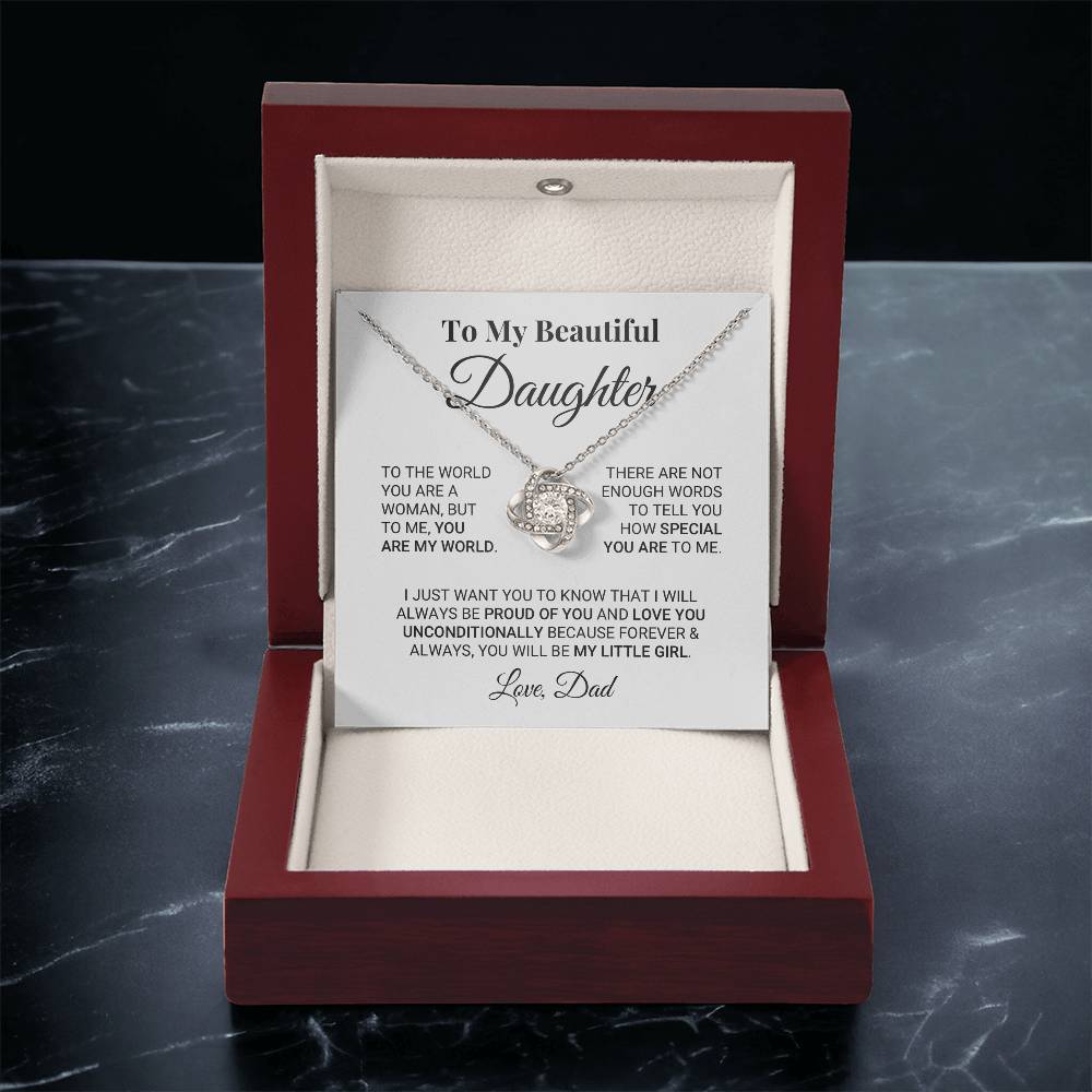 My Daughter My World Ne Love Knot Necklace