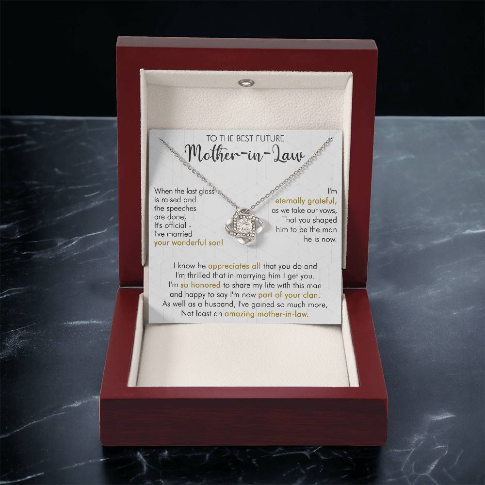 Gift For Future Mother-In-Law It's Official Love Knot Necklace Love Knot Necklace