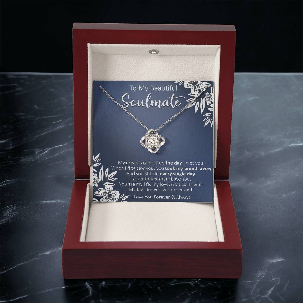 Gift For Your Soulmate - My Dreams Navy Flower Love Knot Necklace Love Knot Necklace